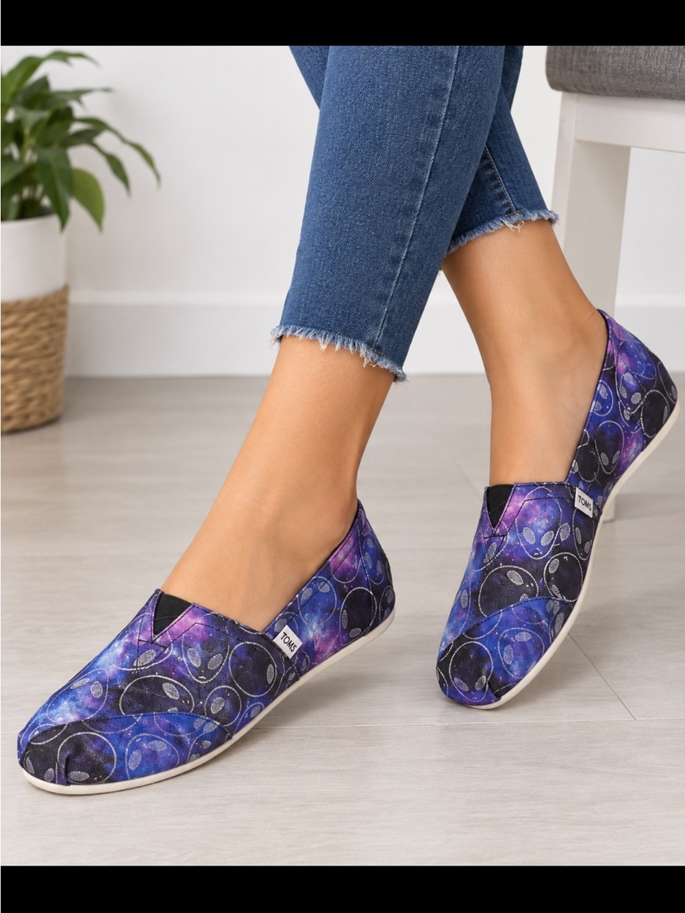 TOMS Women’s Cosmic Print Slip-On Shoes - Blue and Purple.Size 7.5.
